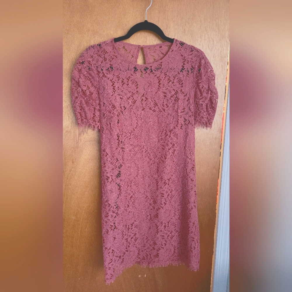 Pink Lace Sheath Dress